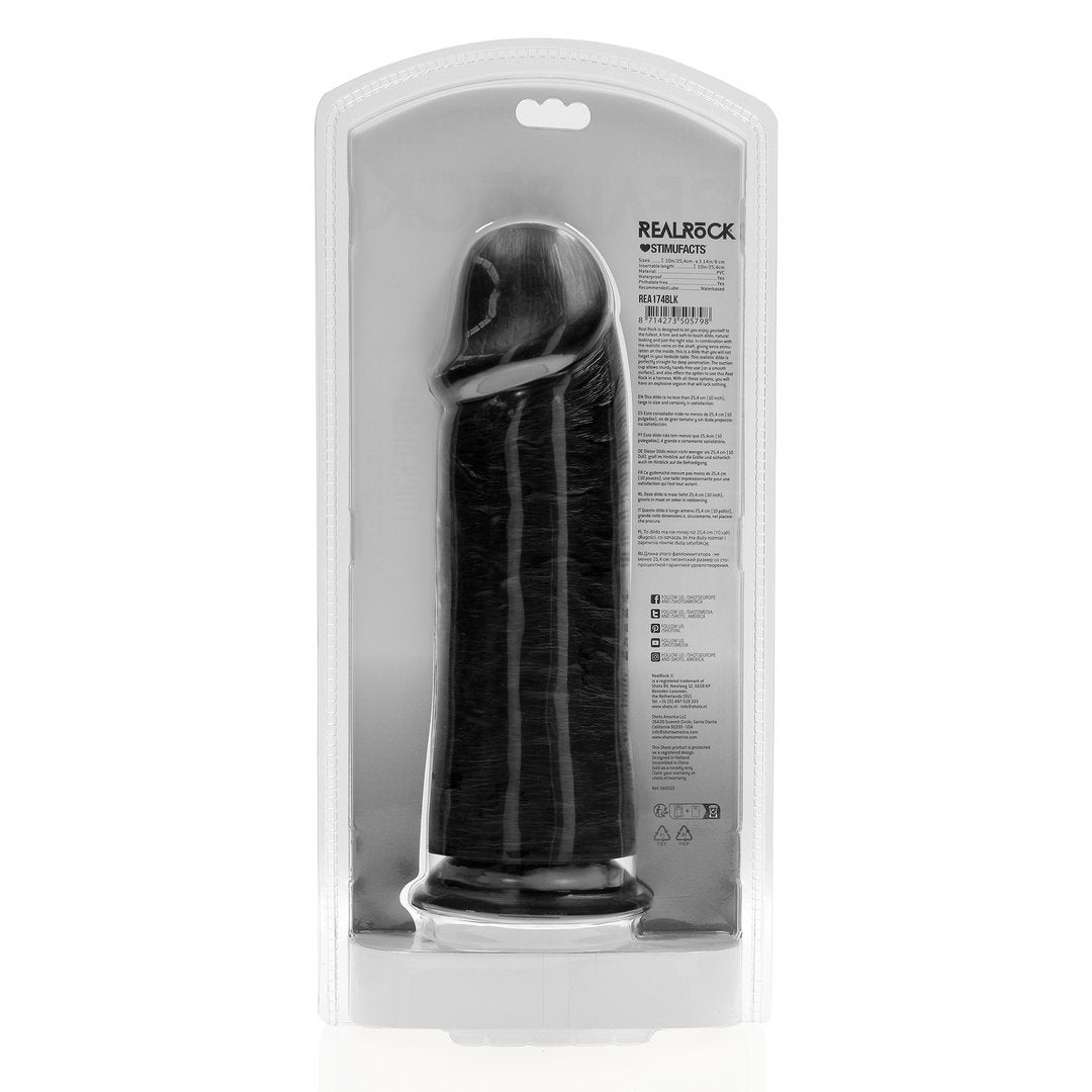 RealRock Dildo Extra Dikke Rechte 25,4 cm - Zwart - EroticToyzRealistische Dildo'sRealRock by Shots