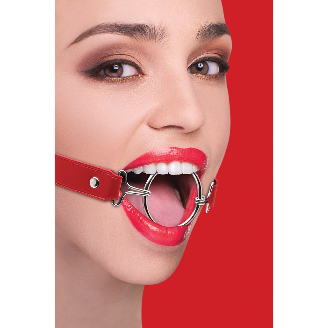 Ring Gag - Verstelbare Leren Riemen XL - EroticToyzGagsOuch! by Shots