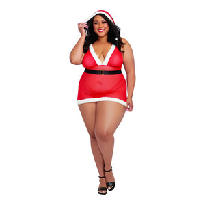 Santa Cutie Halter Bralette en Mini Rok Set - Plus Size voor Feestelijke Gelegenheden - EroticToyzProducten,Lingerie,Lingerie voor Haar,Queen size,Rollenspel Kostuums,Kostuums,Outlet,,VrouwelijkDreamgirl