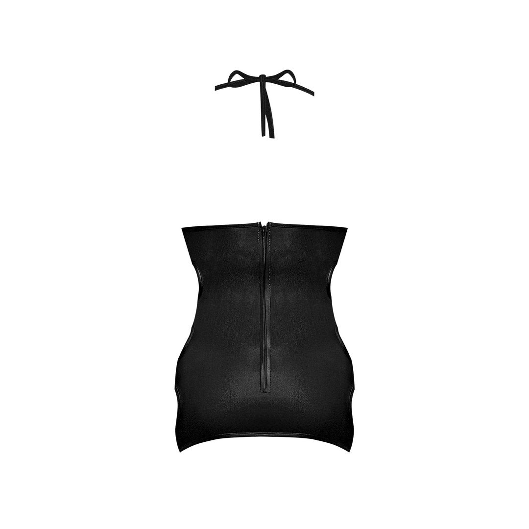 Selene Verleidelijke Faux Leather Mini Jurk met Zijsplit - Zwart (S/M) - EroticToyzFetishkleding voor HaarMagic Silk