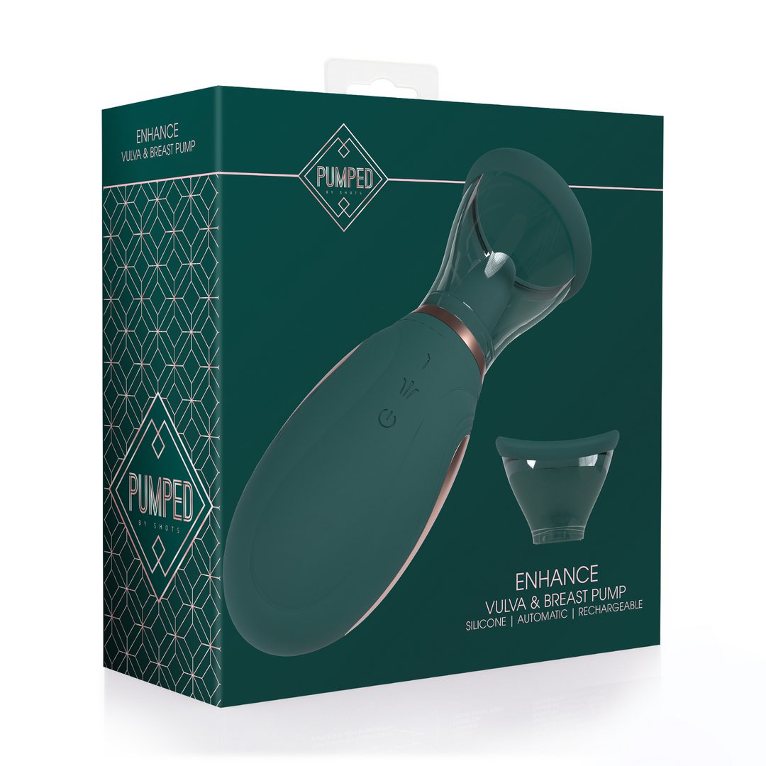 Shots Enhance Oplaadbare Vulva en Borstpomp - Bosgroen - EroticToyzVaginapompenPumped by Shots