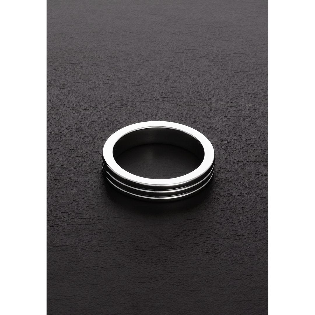 'Shots Steel Ribbed Cock Ring - 10 x 45 mm - Roestvrij Staal' - EroticToyzCockringenSteel by Shots