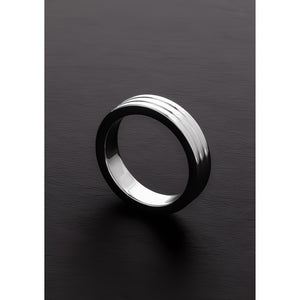 'Shots Steel Ribbed Cock Ring - 10 x 45 mm - Roestvrij Staal' - EroticToyzCockringenSteel by Shots