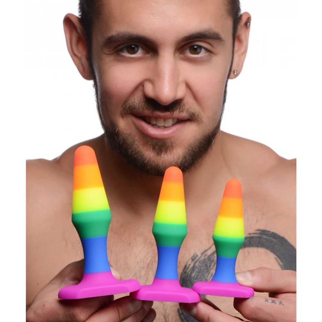 Silicone Anaal Trainer Set voor Beginners - 3 - delige Rainbow Buttplugset - EroticToyzProducten,Toys,Anaal Toys,Buttplugs Anale Dildo's,Buttplugs Anale Dildo's Niet Vibrerend,,GeslachtsneutraalXR Brands