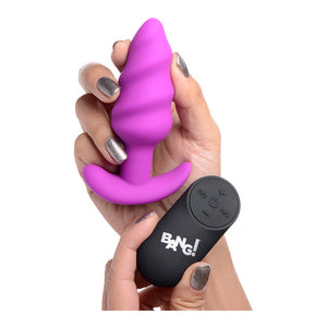 'Silicone Swirl Vibrerende Butt Plug met Afstandsbediening - Zwart' - EroticToyzButtplugs Anale Dildo's VibrerendXR Brands