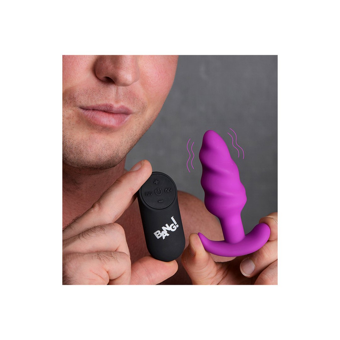 'Silicone Swirl Vibrerende Butt Plug met Afstandsbediening - Zwart' - EroticToyzButtplugs Anale Dildo's VibrerendXR Brands