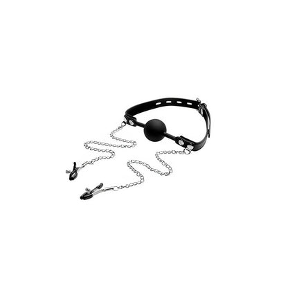 Siliconen Ball Gag met Verstelbare Nipple Clamps - BDSM Speeltje - EroticToyzProducten,Toys,Fetish,Gags,,XR Brands