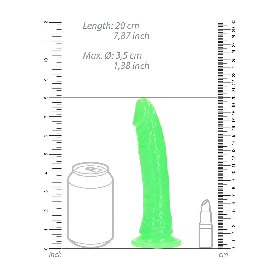 Slanke Realistische Dildo met Zuignap - 18 cm - Glow in the Dark - EroticToyzProducten,Toys,Dildos,Realistische Dildo's,,RealRock by Shots