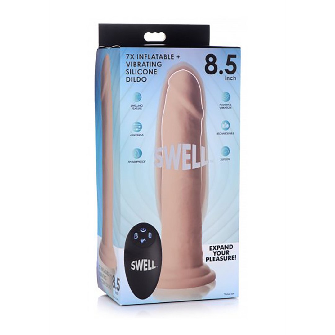 Swell Opblaasbare en Vibrerende Silicone Dildo 18 cm - Zwart - EroticToyzRealistische VibratorsXR Brands