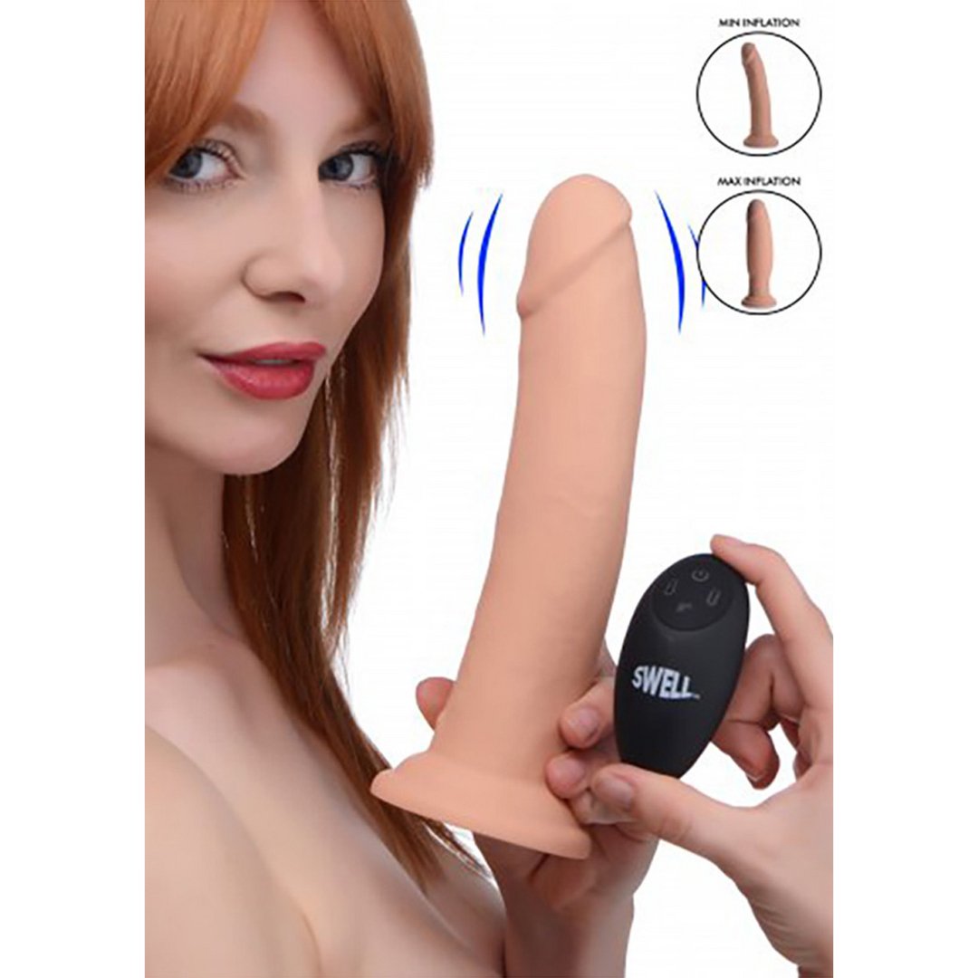 Swell Opblaasbare en Vibrerende Silicone Dildo 18 cm - Zwart - EroticToyzRealistische VibratorsXR Brands