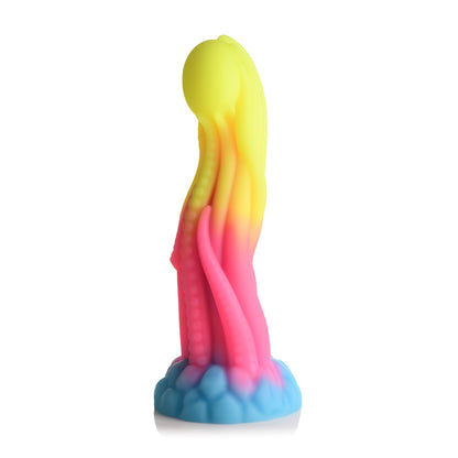 Tenta Glow Fantasy Dildo 21,6 cm - Glow - in - the - Dark Silicone - Blauw/Roze/Geel - EroticToyzNiet - Fallische Dildo'sXR Brands