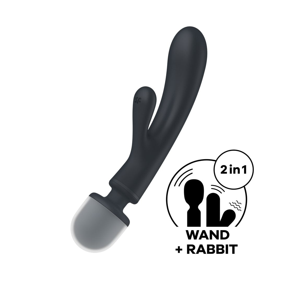 Triple Lover - Hybrid Wand Vibrator - Grey - EroticToyzProducten,Toys,Vibrators,Massagetoestellen Wands,Rabbit Vibrators,,GeslachtsneutraalSatisfyer