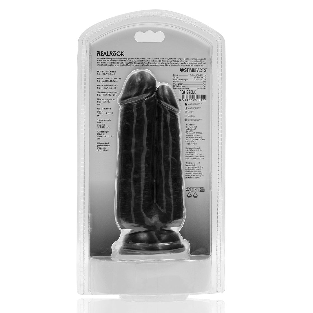 'Two in One Dildo 12,7/15,2 cm Met Zuignap - Zwart' - EroticToyzDubbele Dildo'sRealRock by Shots