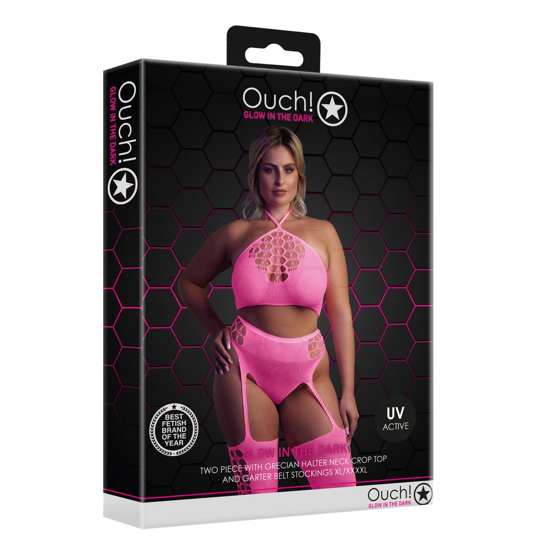 Two Piece with Crop Top and Stockings - EroticToyzProducten,Lingerie,Lingerie voor Haar,2 - Delige Set,,Ouch! by Shots