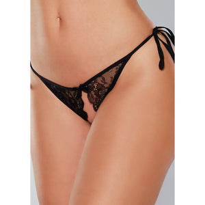 Verleidelijke Open Lace Panty met Zijdelingse Strik - One Size - EroticToyzProducten,Lingerie,Lingerie voor Haar,Strings en Slipjes,,VrouwelijkAllure