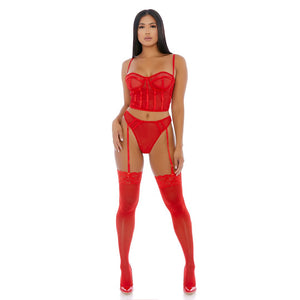 Verleidelijke Sheer Intimacy Mesh Bustier Set - S - EroticToyzProducten,Lingerie,Lingerie voor Haar,2 - Delige Set,Outlet,,VrouwelijkForplay