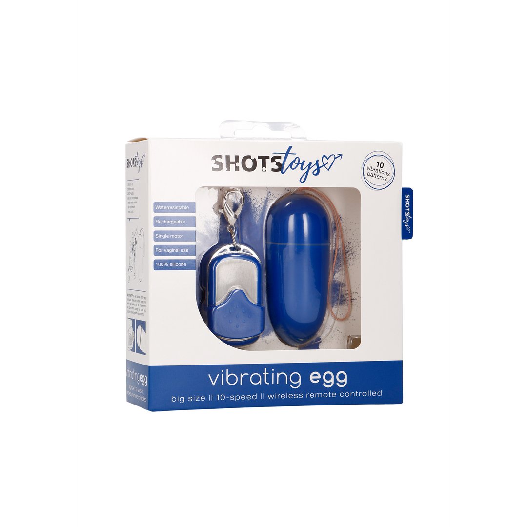 Vibrating Egg with 10 Speeds and Remote Control - L - Blue - EroticToyzProducten,Toys,Vibrators,Vibrerende Eitjes,,GeslachtsneutraalShots Toys by Shots