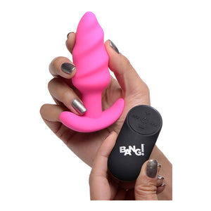 'Vibrating Silicone Swirl Butt Plug met Afstandsbediening - Zwart' - EroticToyzButtplugs Anale Dildo's VibrerendXR Brands