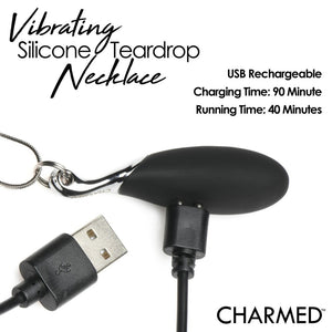 Vibrerende Teardrop Ketting van Siliconen - Zwart - EroticToyzLichaamssieradenXR Brands