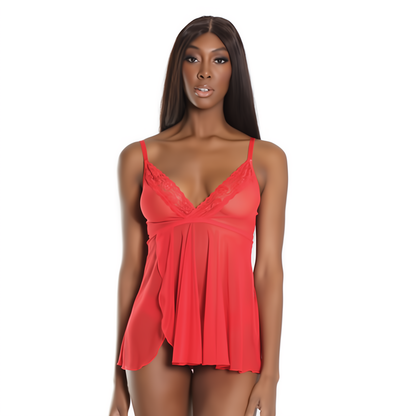 Trim Babydoll and Thong - Plus Size
