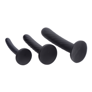 3-delige Strap-on Siliconen Dildo Set - Zwart