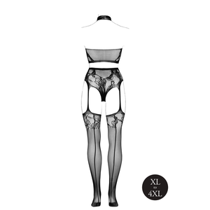 Two Piece with Halter Turtleneck and Pantie with Attached Stockings - OSX - Black