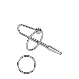 Stainless Steel Penis Plug with Glans Ring - 8 mm