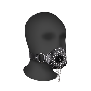 Open Mouth Gag with Plug Stopper - Black